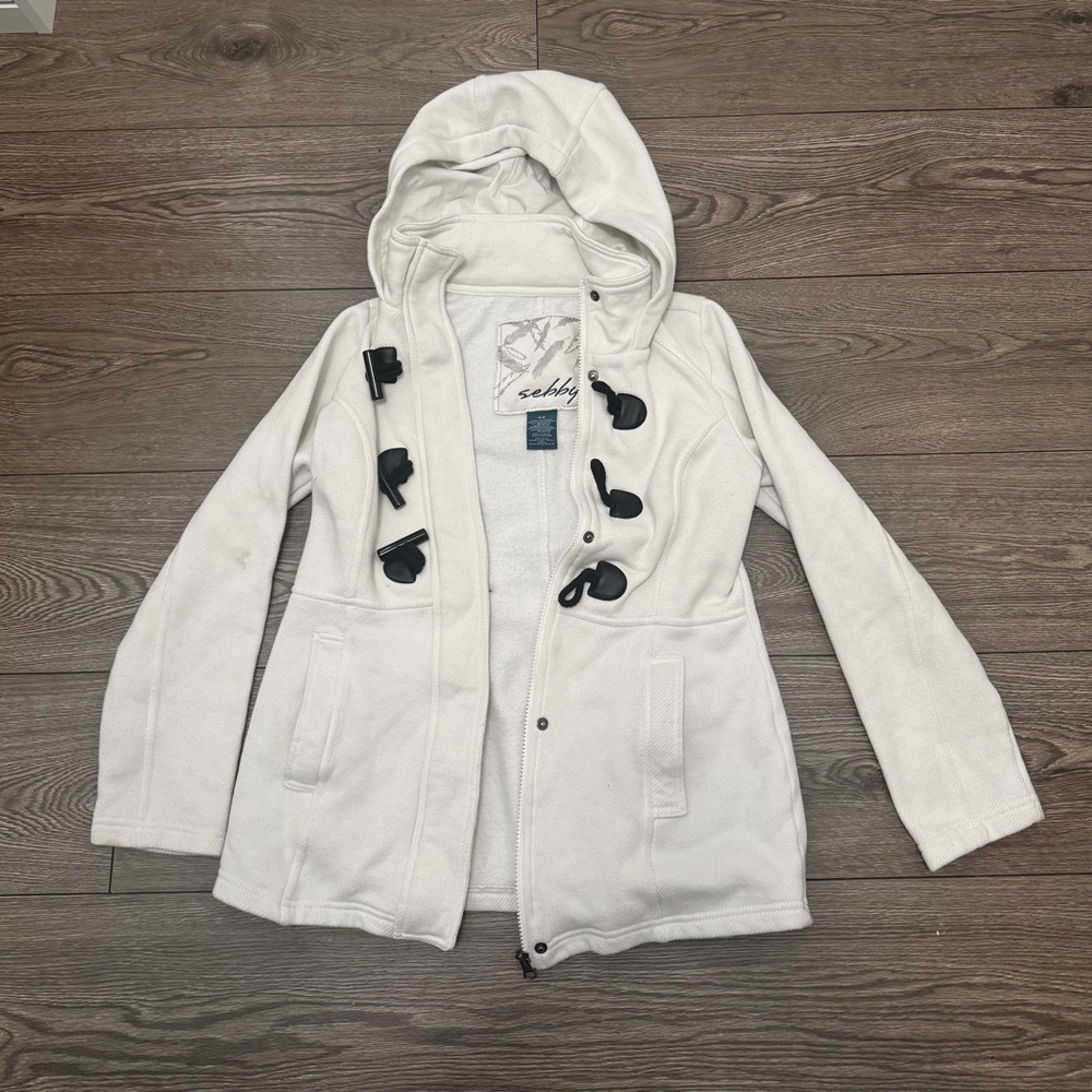Sebby White Utility Jacket with Black Accents